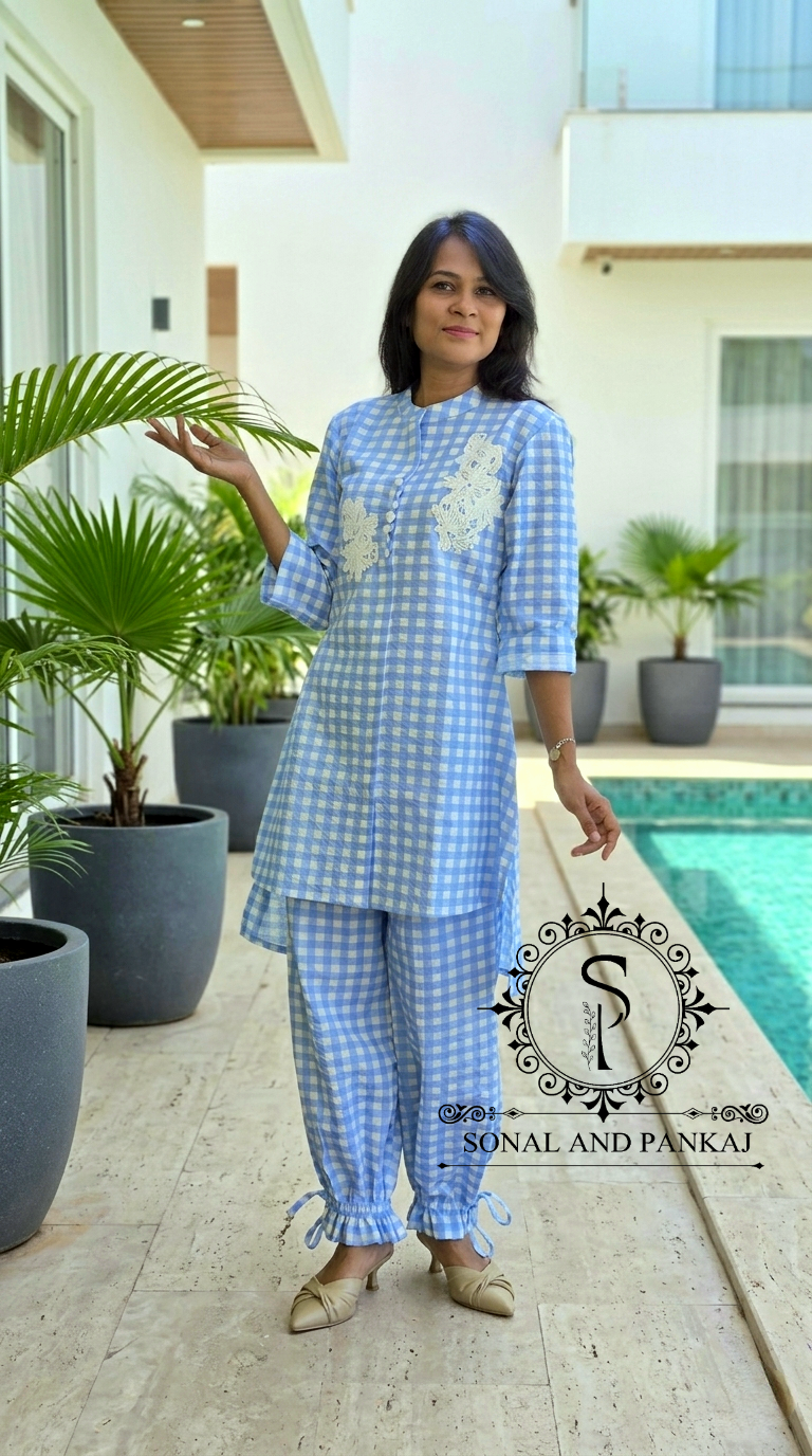 Caftan bleu à imprimé floral - RW01098