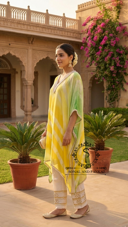 Caftan bleu à imprimé floral - RW01098