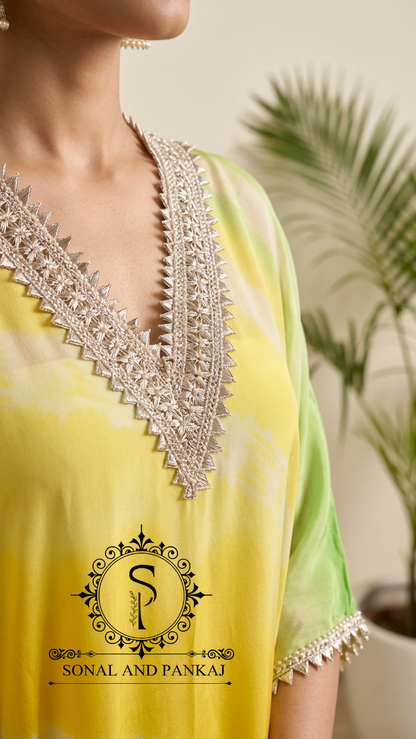 Caftan bleu à imprimé floral - RW01098