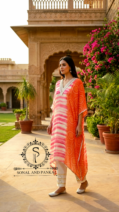 Caftan bleu à imprimé floral - RW01098
