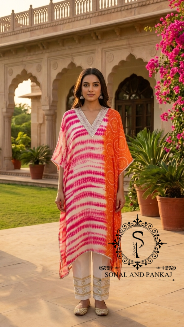 Caftan bleu à imprimé floral - RW01098