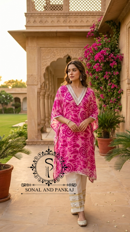 Caftan bleu à imprimé floral - RW01098