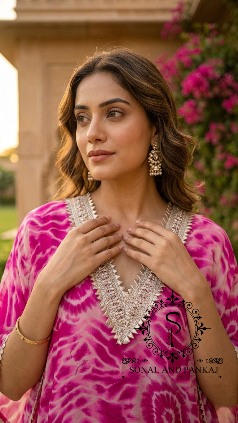 Caftan bleu à imprimé floral - RW01098