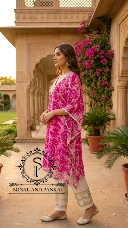 Caftan bleu à imprimé floral - RW01098