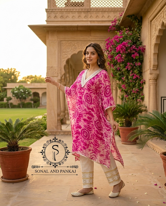 Shibori Print Kaftan Co-ord Set On Sale - KC01708