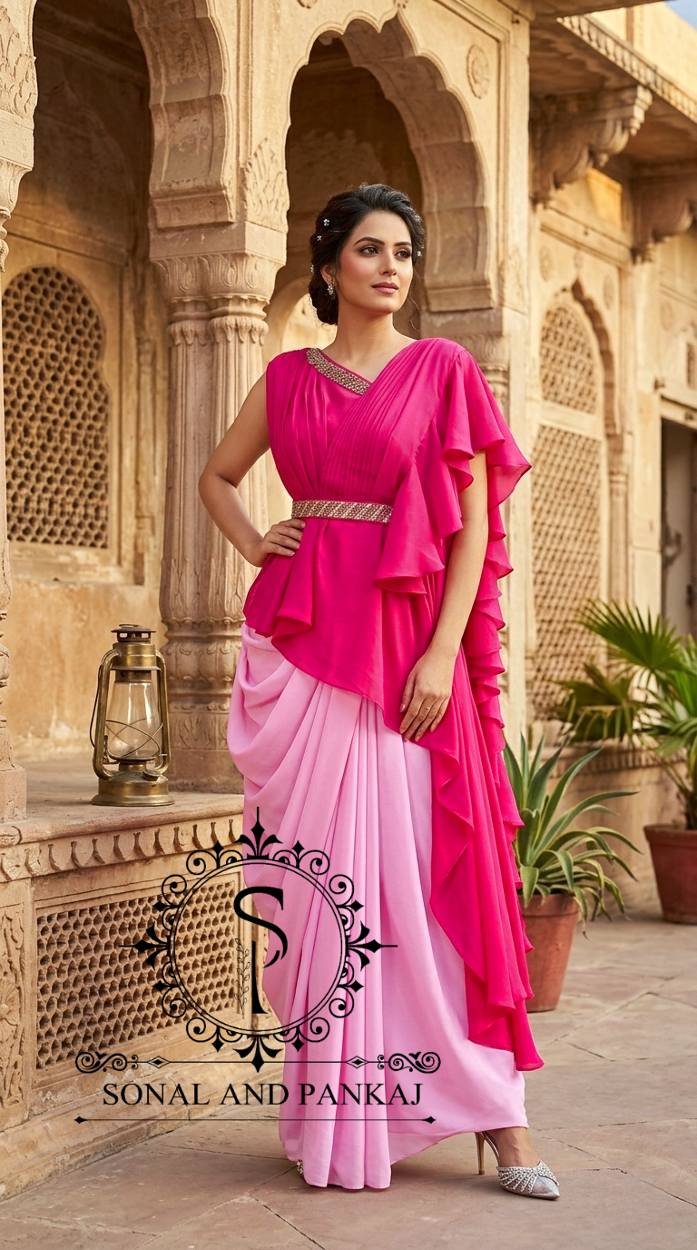 Fuchsia-Pink Pop-Color Cape & Cowl Set - LH01718