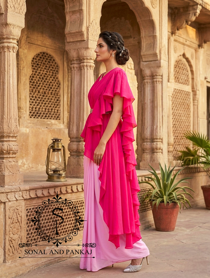 Fuchsia-Pink Pop-Color Cape & Cowl Set - LH01718