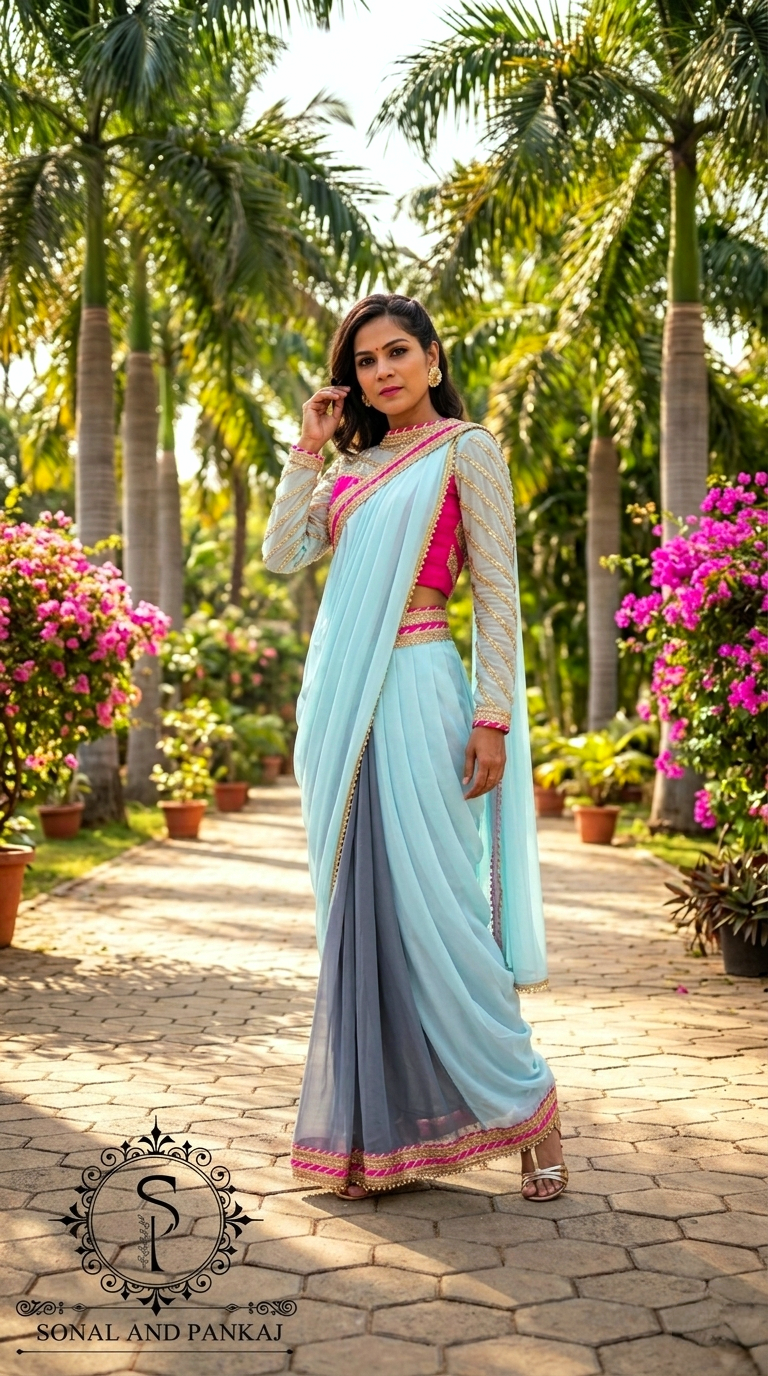 Beautiful Designer Blouse With Ready To Drape Cowl Saree - SA01713