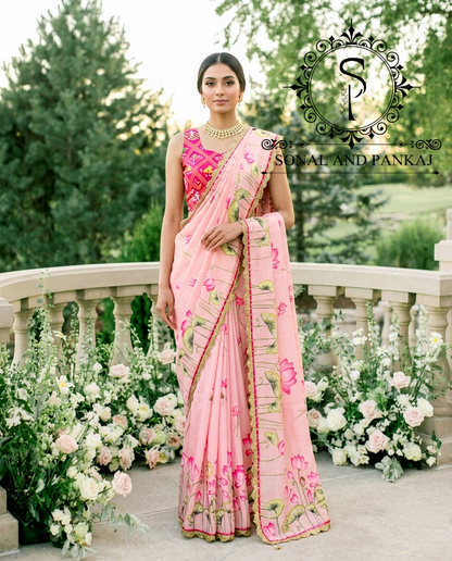 Peach Pichwai Print Saree Only - SA01548P (Without Blouse)