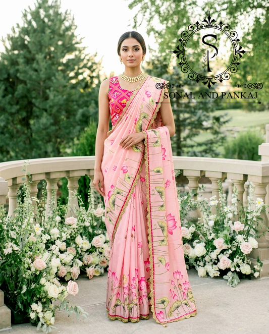 Peach Pichwai Print Saree Only - SA01548P (Without Blouse)