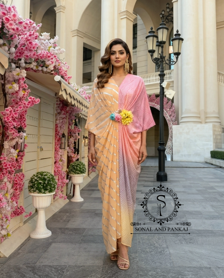 Caftan bleu à imprimé floral - RW01098