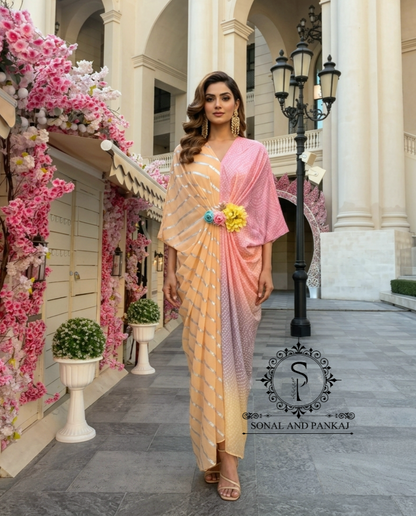 Caftan bleu à imprimé floral - RW01098