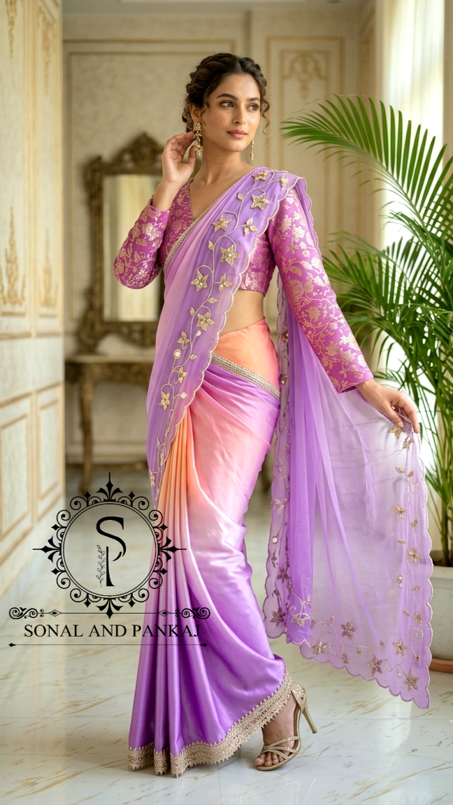 Lusty Lavender & Apricot Ombre Drape - SA01740