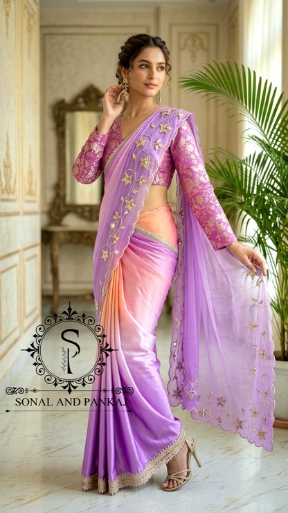 Lusty Lavender & Apricot Ombre Drape - SA01740