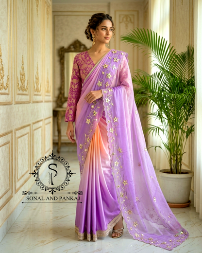 Lusty Lavender & Apricot Ombre Drape - SA01740