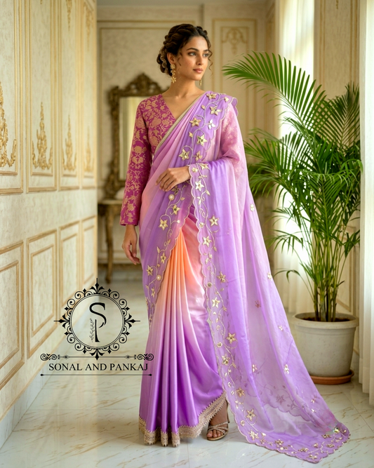 Lusty Lavender & Apricot Ombre Drape - SA01740