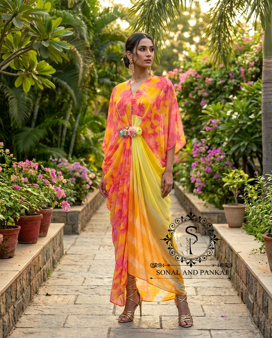Pushpa - The Designer Leheriya Shaded Kaftan - RW01753