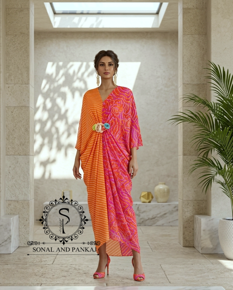 Pushpa - The Designer Bandhani Leheriya Kaftan - RW01751