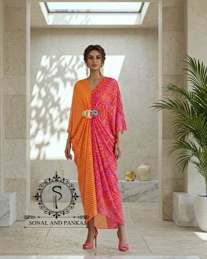 Pushpa - The Designer Bandhani Leheriya Kaftan - RW01751