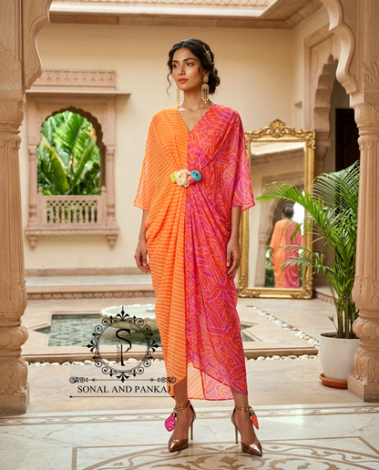 Pushpa - The Designer Bandhani Leheriya Kaftan - RW01751