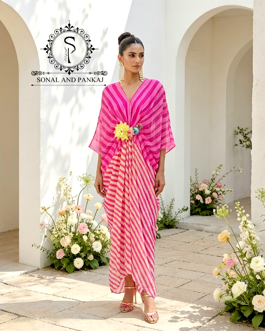 Caftan bleu à imprimé floral - RW01098