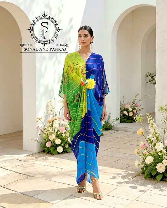 Pushpa - The Designer Bandhani Leheriya Kaftan - RW01750