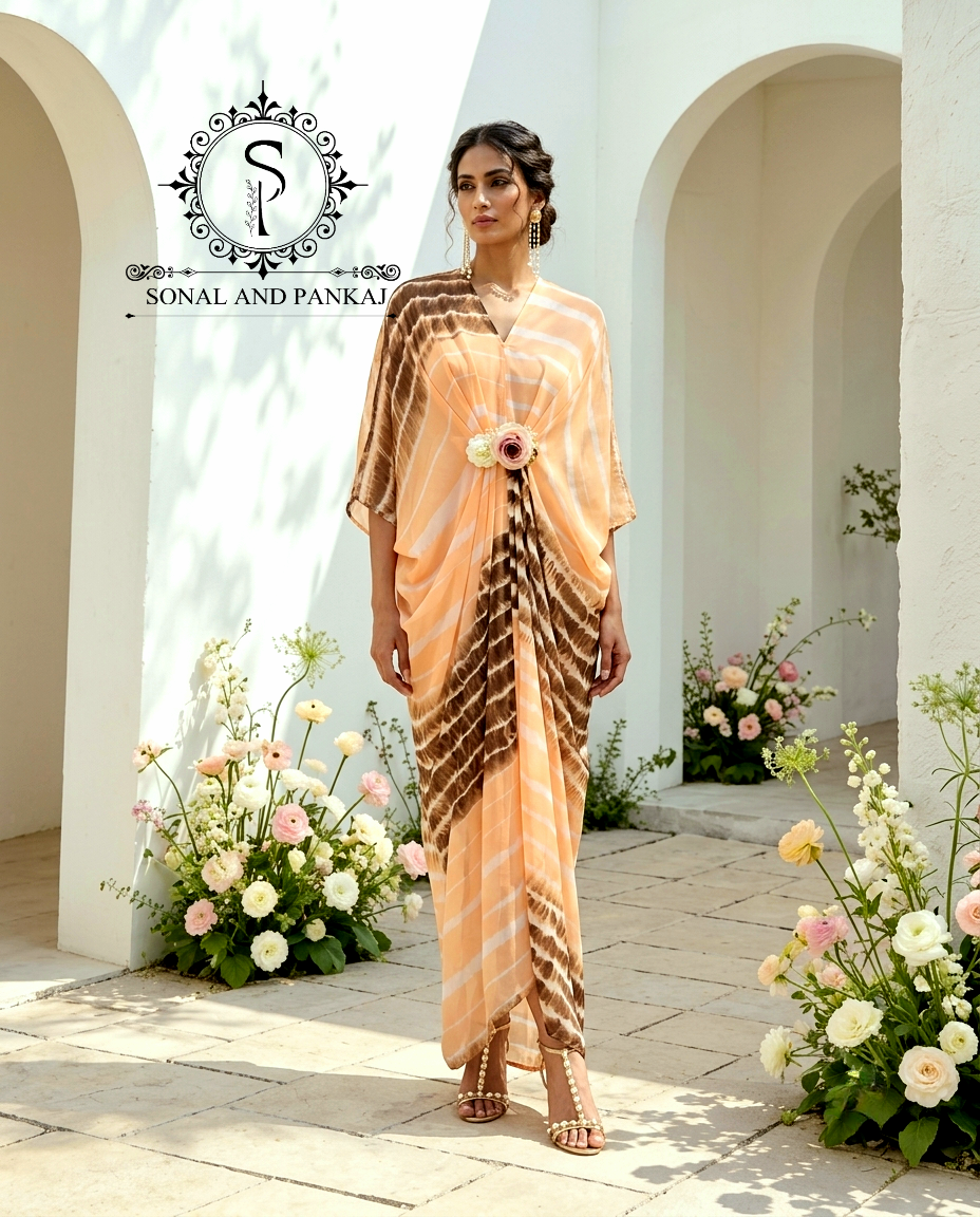 Caftan bleu à imprimé floral - RW01098