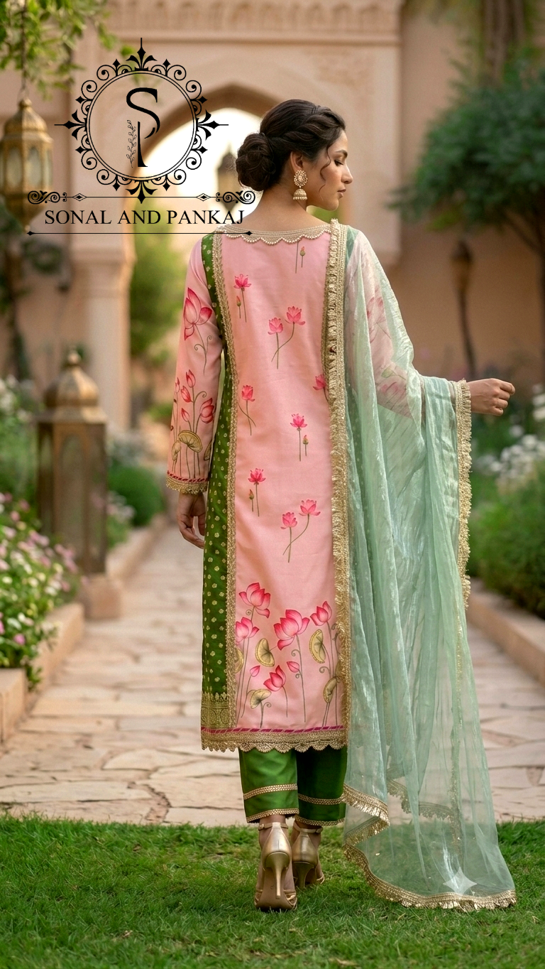 The Peach Pichwai Vrindavan Suit - SU01762