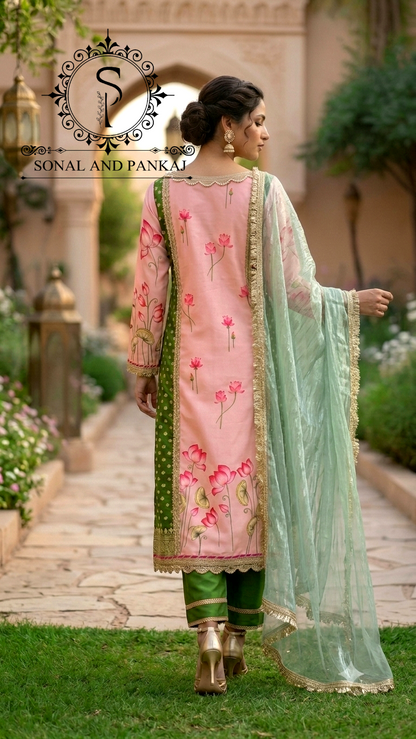 The Peach Pichwai Vrindavan Suit - SU01762