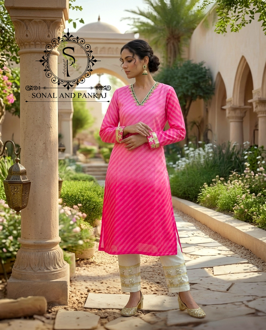 Ombre Pink Kurti & Pants - SU01767