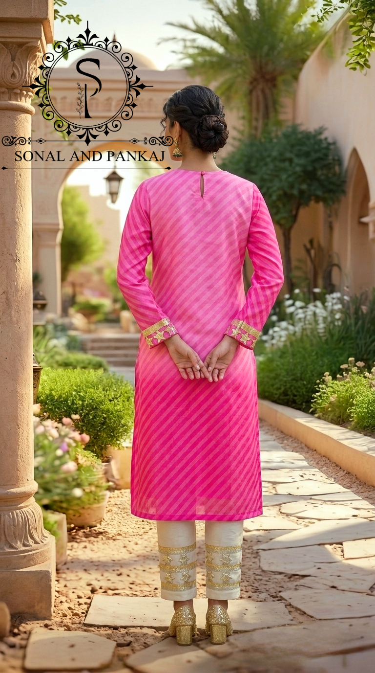 Ombre Pink Kurti & Pants On Sale - SU01767