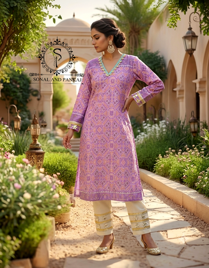 Patola Kudi - Kurti & Pants On Sale - SU01765(Lavender)
