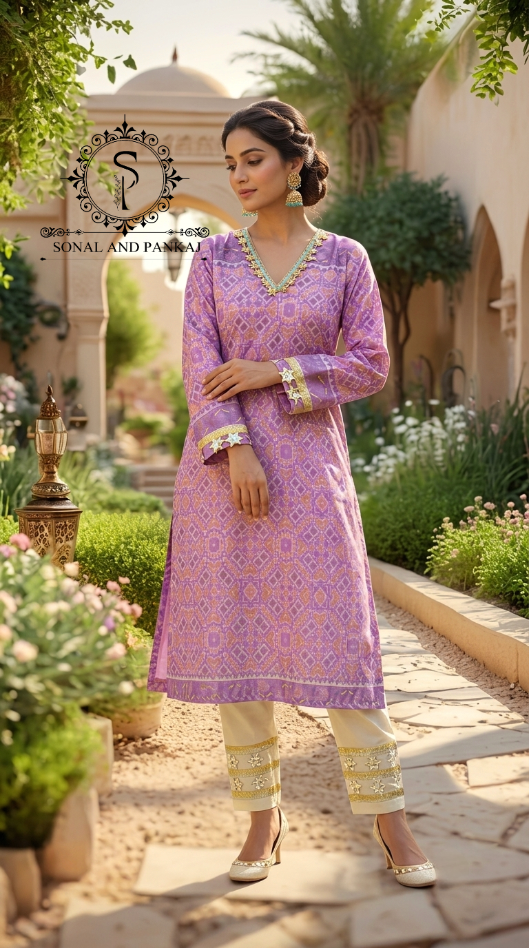 Patola Kudi - Kurti & Pants On Sale - SU01765(Lavender)