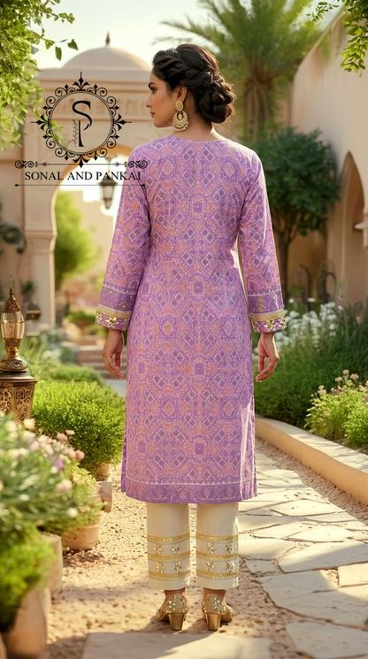 Patola Kudi - Kurti & Pants On Sale - SU01765(Lavender)