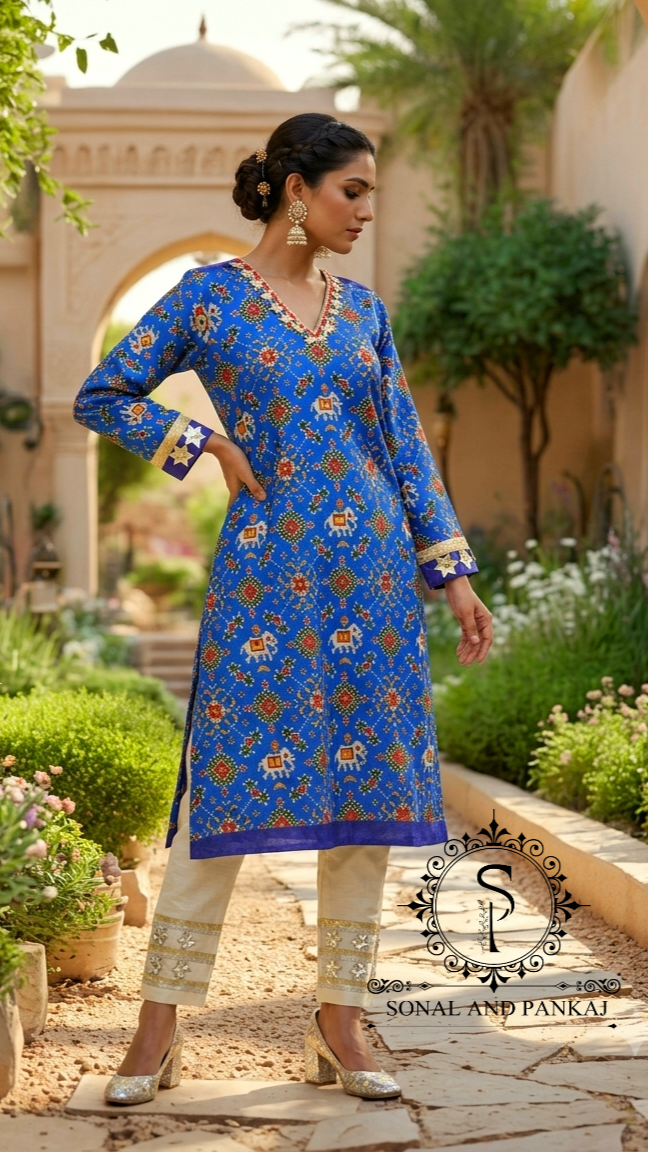 Patola Kudi - Kurti & Pants On Sale - SU01763(Blue)