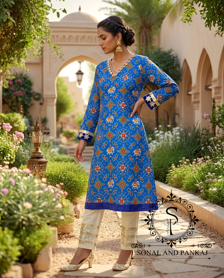 Patola Kudi - Kurti & Pants On Sale - SU01763(Blue)