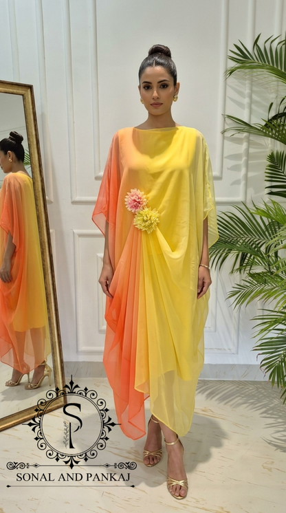 Rangrez - The Designer Ombre Kaftan - RW01769(Yellow)