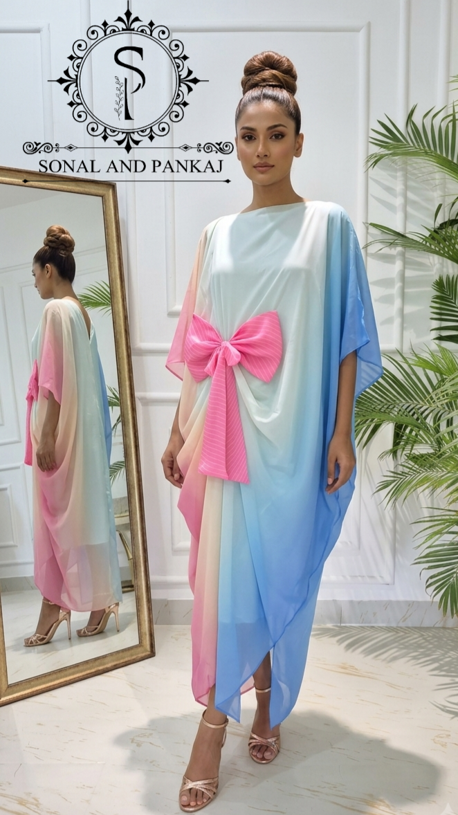Rangrez - The Designer Ombre Kaftan - RW01768(Sky Blue)