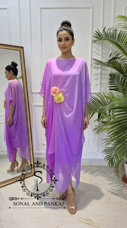 Caftan bleu à imprimé floral - RW01098