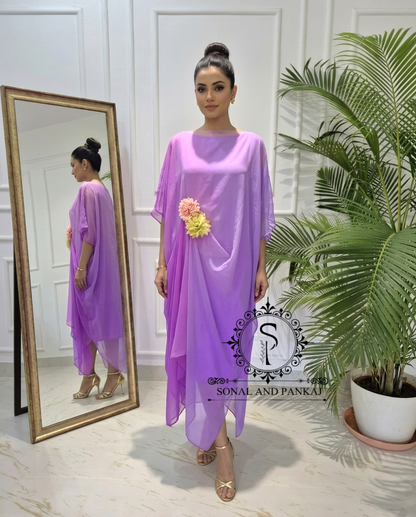 Caftan bleu à imprimé floral - RW01098