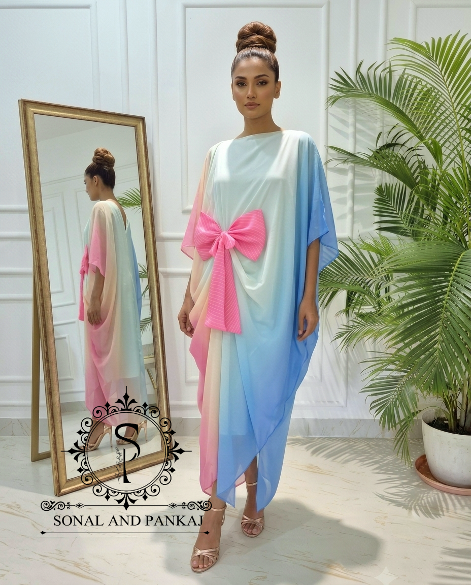 Rangrez - The Designer Ombre Kaftan - RW01768(Sky Blue)