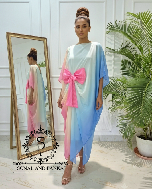 Rangrez - The Designer Ombre Kaftan - RW01768(Sky Blue)