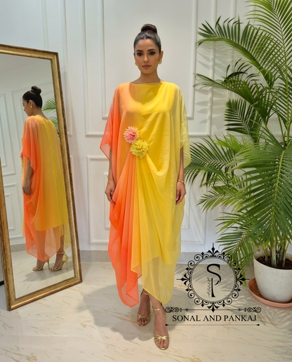 Rangrez - The Designer Ombre Kaftan - RW01769(Yellow)