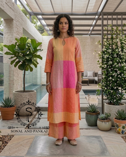 Caftan bleu à imprimé floral - RW01098