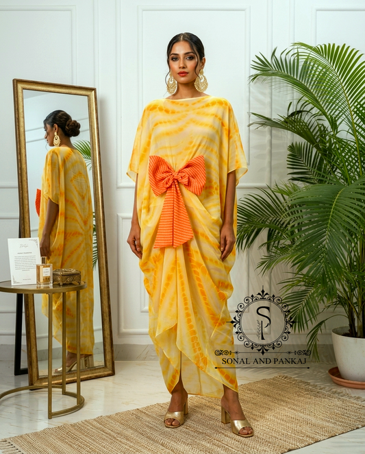 Caftan bleu à imprimé floral - RW01098