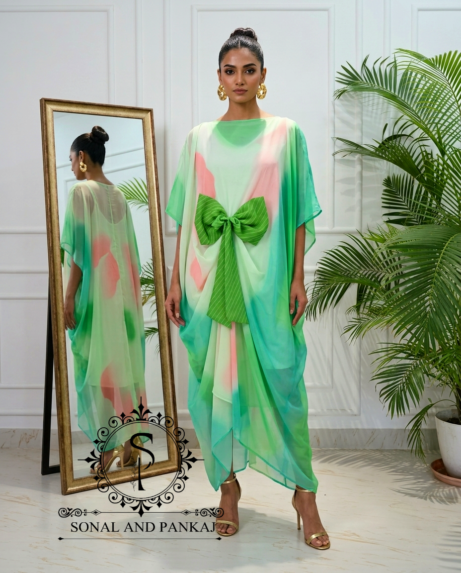 Rangrez - The Designer Ombre Kaftan - RW01789(Green Shaded)