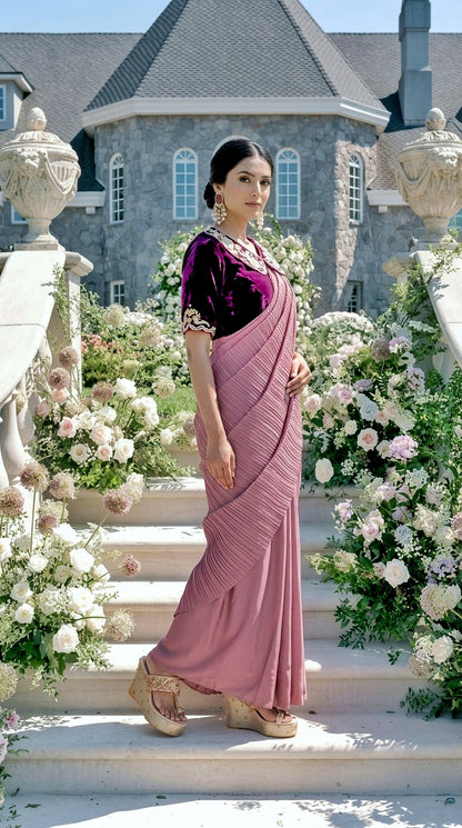 Retro Romance Saree & Blouse Set - SA01805