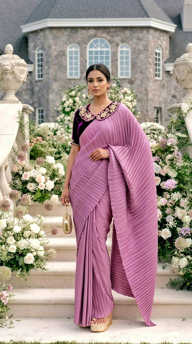 Retro Romance Saree & Blouse Set - SA01805