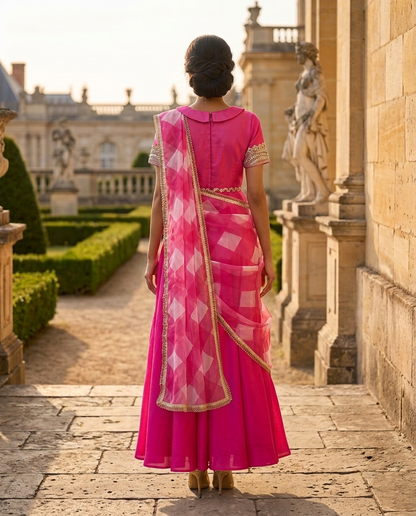 The Imperial Pink Drape Gown Saree - SA01808