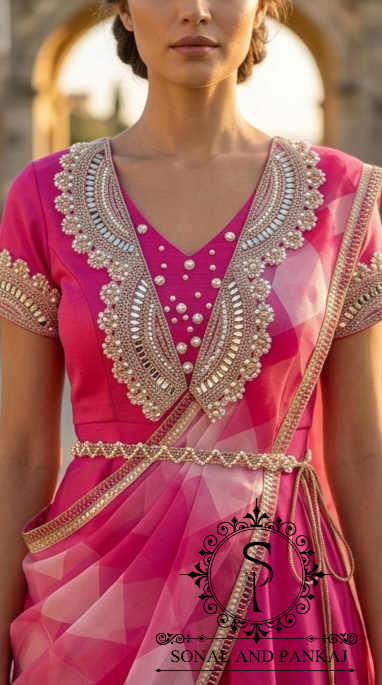 The Imperial Pink Drape Gown Saree - SA01808